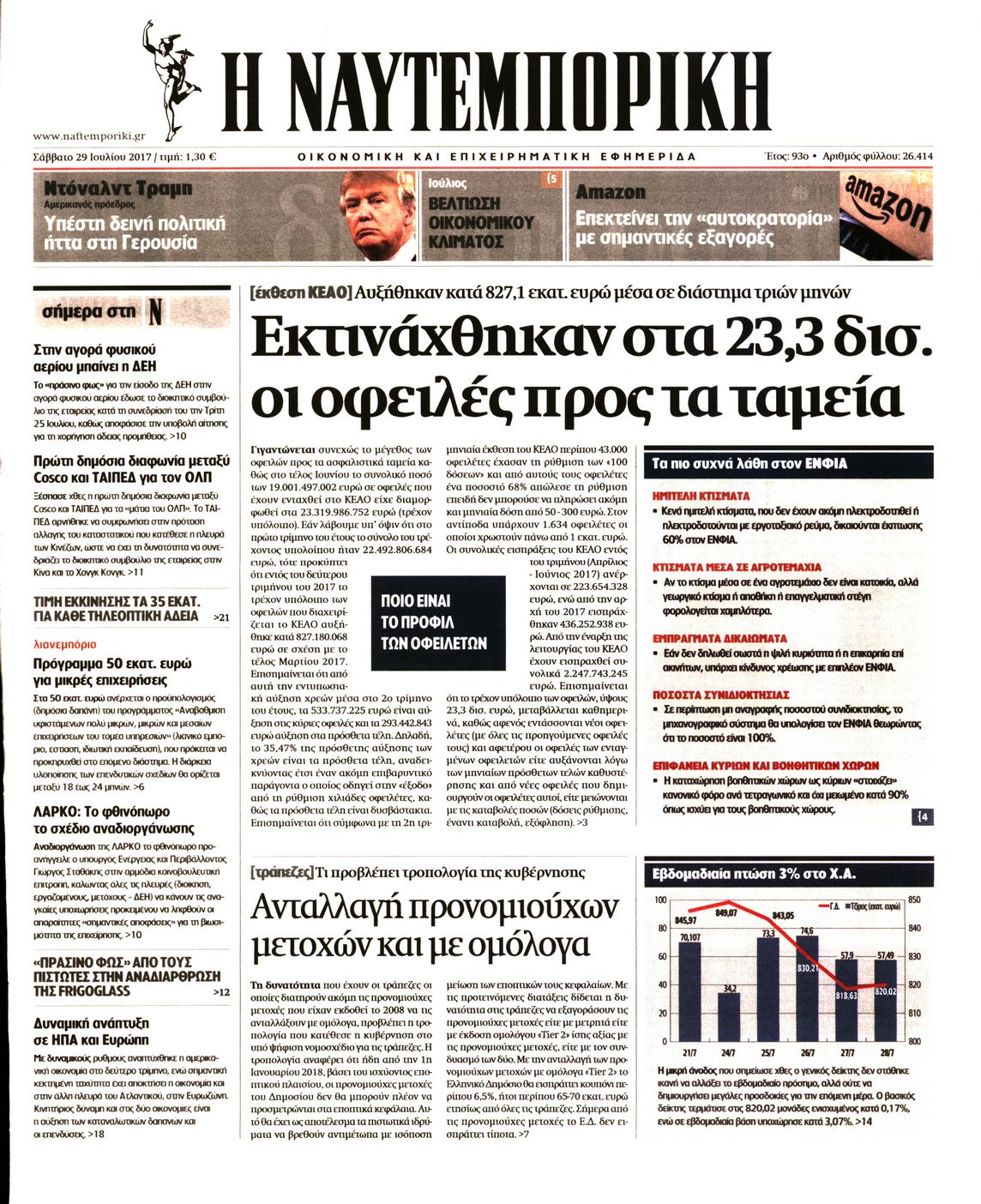 Εξώφυλο εφημερίδας ΝΑΥΤΕΜΠΟΡΙΚΗ 2017-07-29