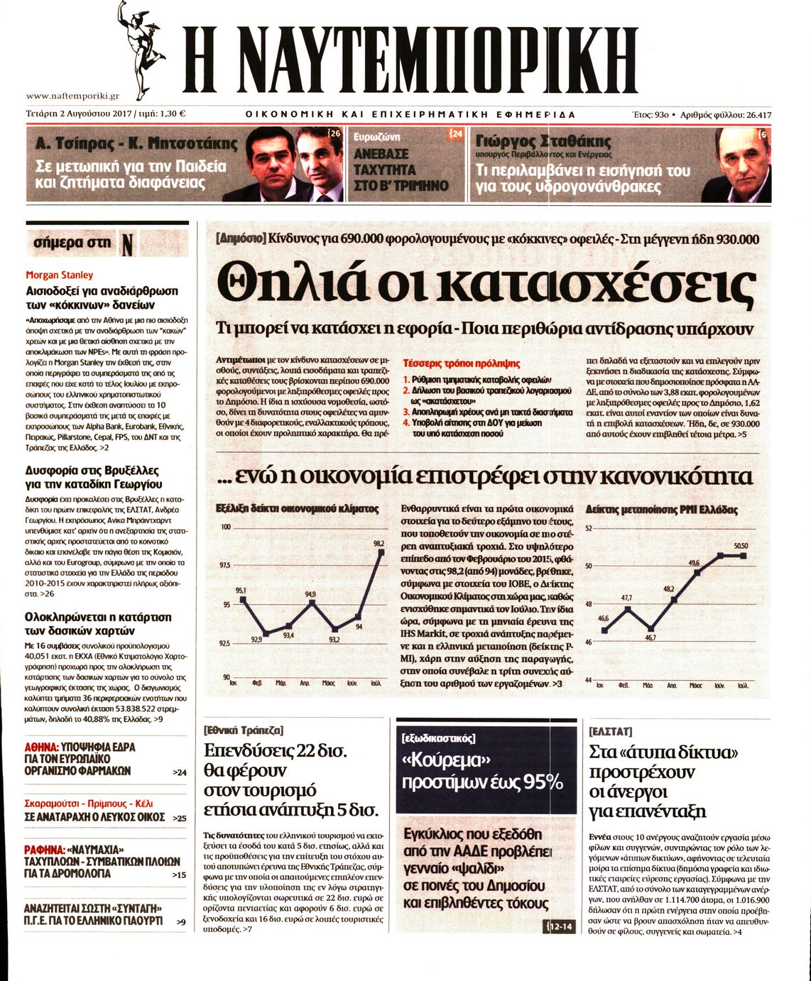 Εξώφυλο εφημερίδας ΝΑΥΤΕΜΠΟΡΙΚΗ 2017-08-02