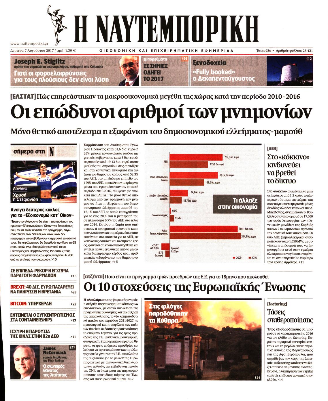 Εξώφυλο εφημερίδας ΝΑΥΤΕΜΠΟΡΙΚΗ 2017-08-07