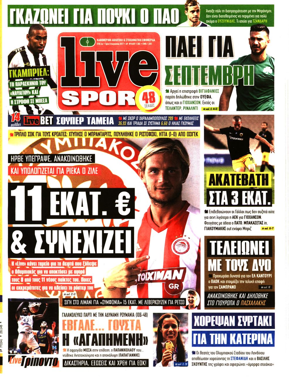 Εξώφυλο εφημερίδας LIVE SPORT 2017-08-08