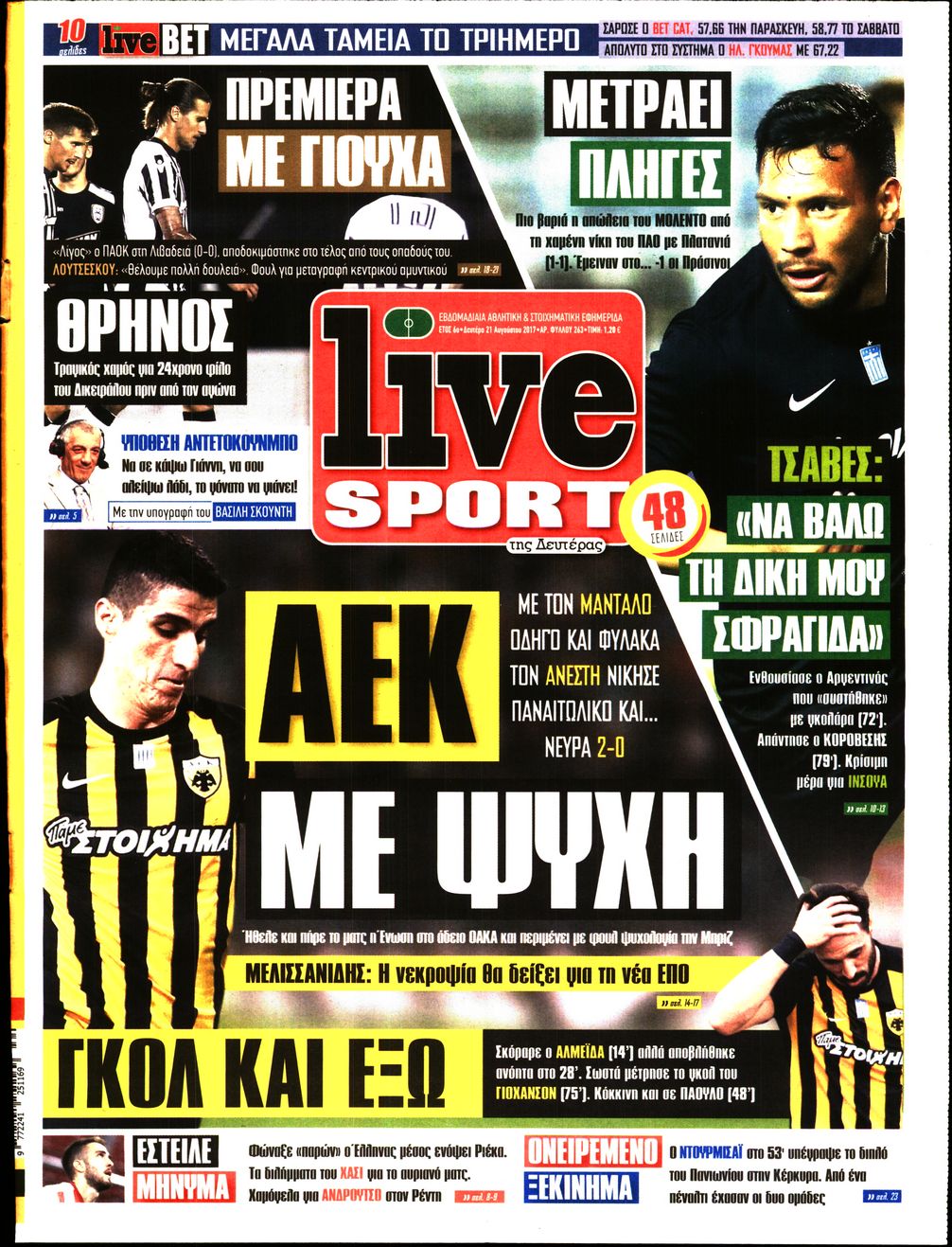 Εξώφυλο εφημερίδας LIVE SPORT 2017-08-21