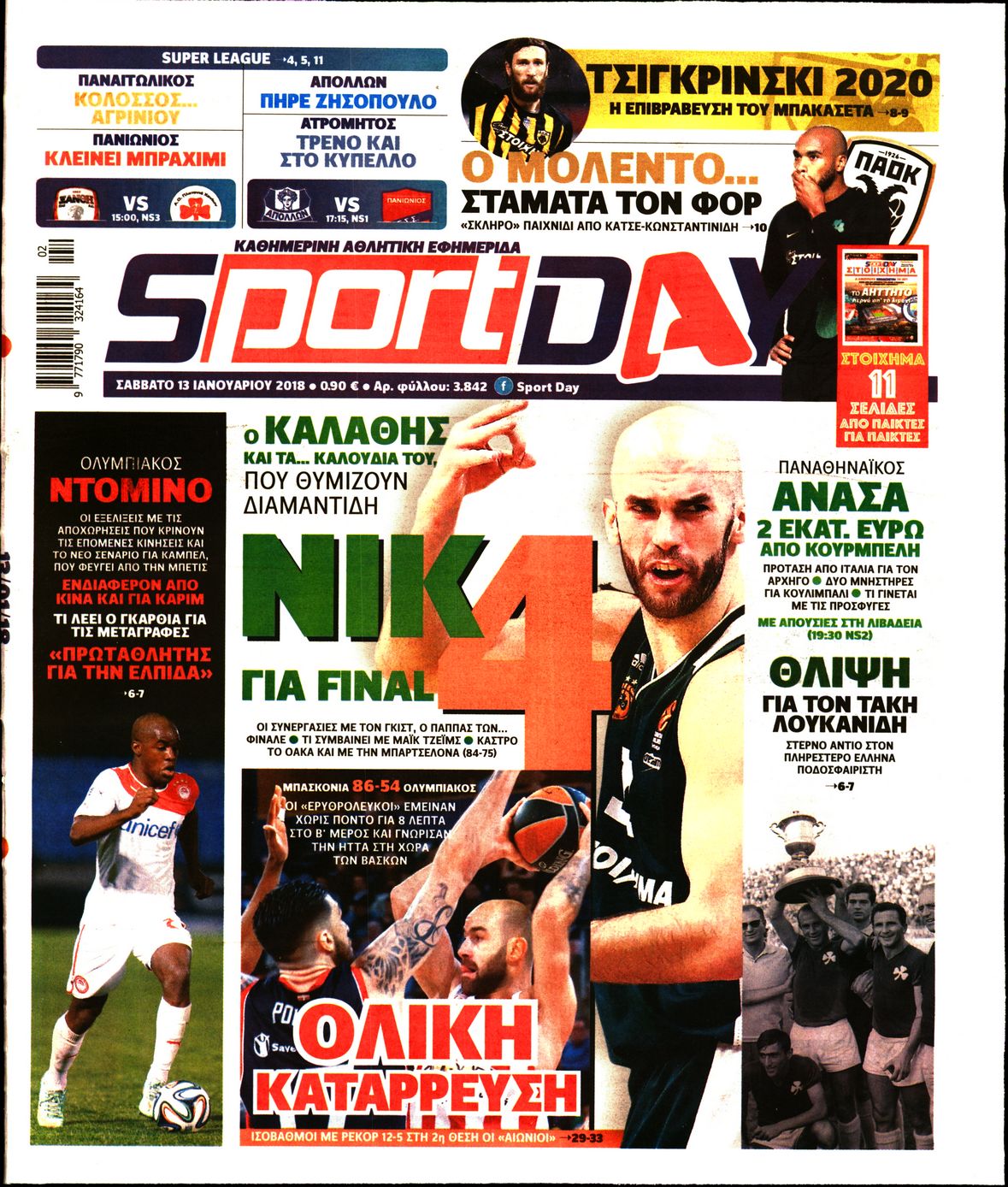 Εξώφυλο εφημερίδας SPORTDAY Fri, 12 Jan 2018 22:00:00 GMT