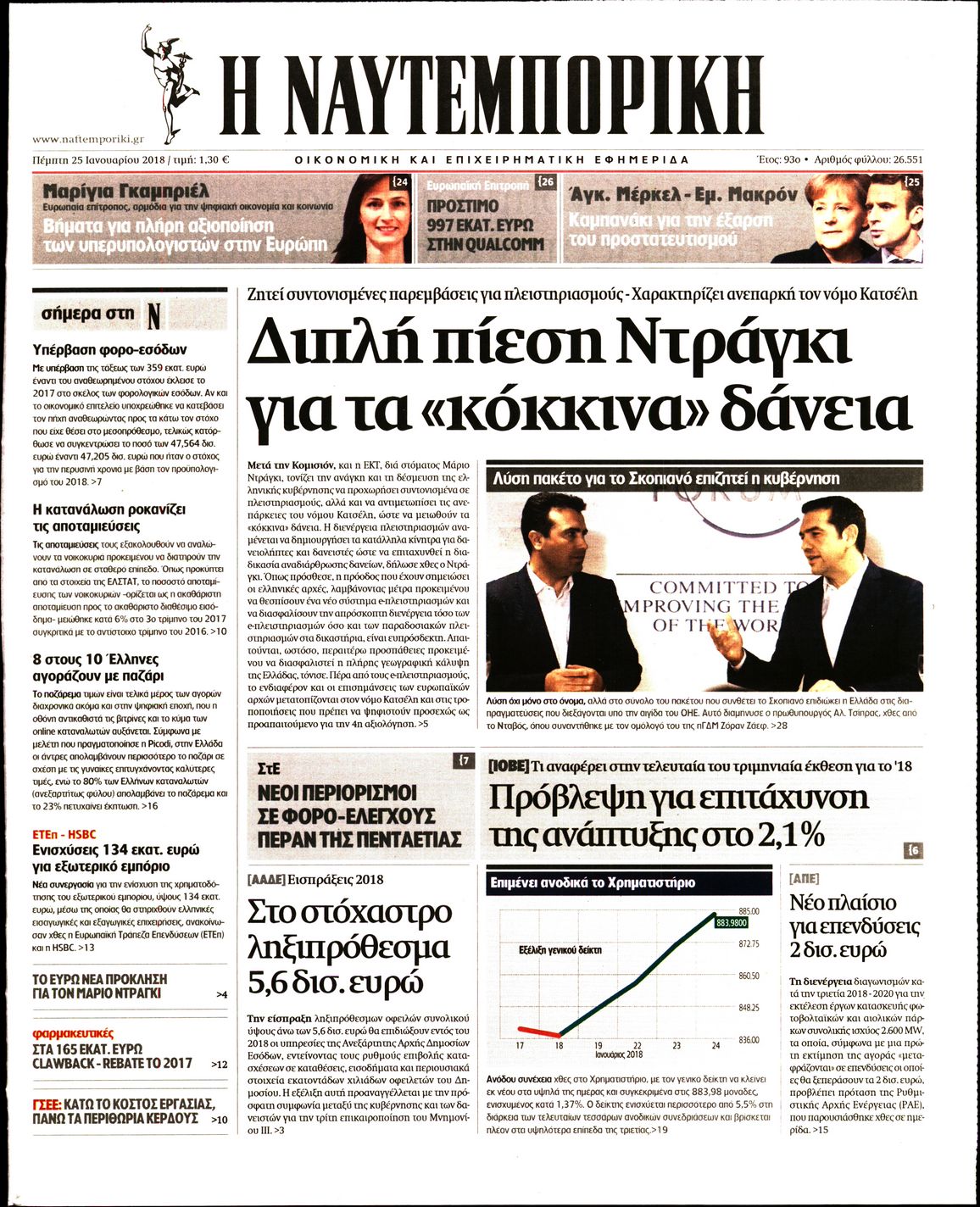 Εξώφυλο εφημερίδας ΝΑΥΤΕΜΠΟΡΙΚΗ 2018-01-25