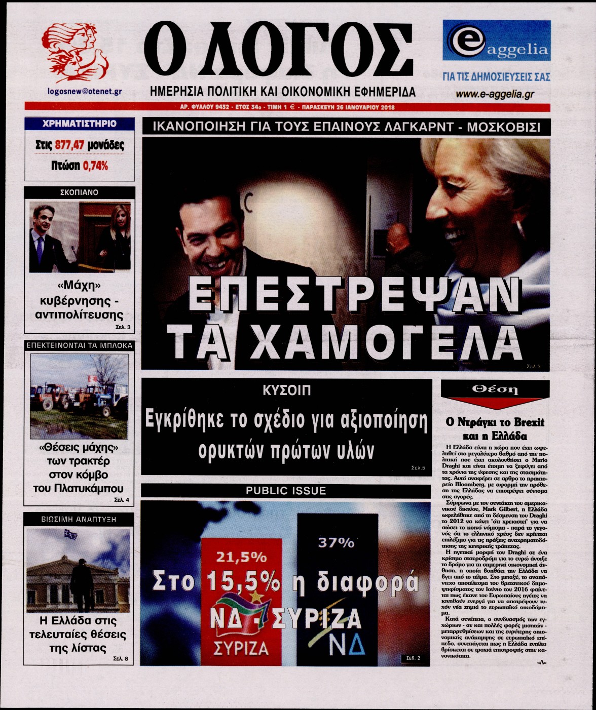 Εξώφυλο εφημερίδας Ο ΛΟΓΟΣ Thu, 25 Jan 2018 22:00:00 GMT