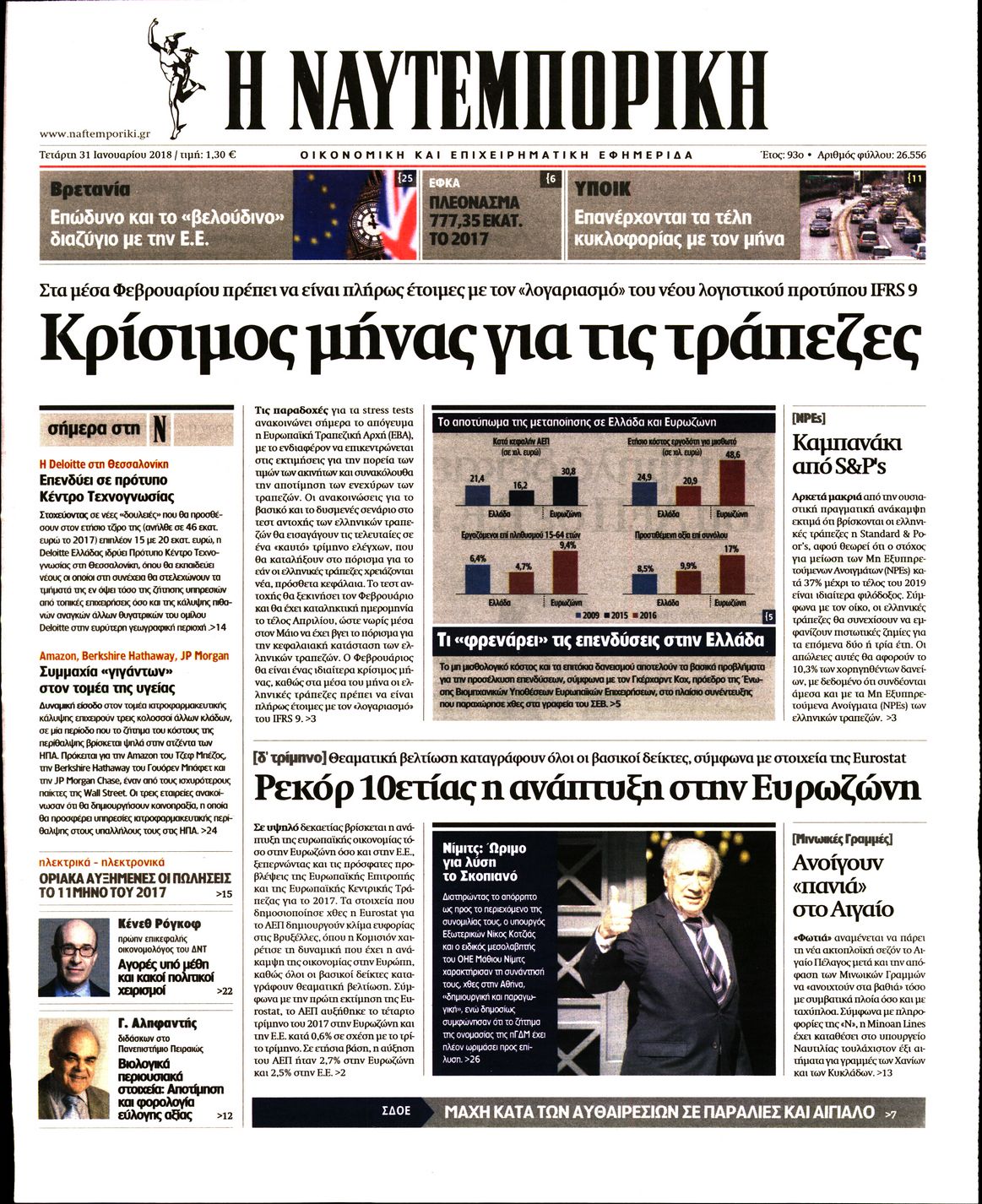 Εξώφυλο εφημερίδας ΝΑΥΤΕΜΠΟΡΙΚΗ 2018-01-31