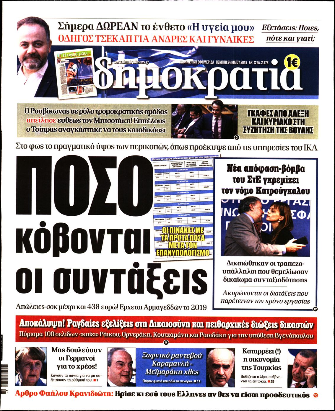 Εξώφυλο εφημερίδας ΔΗΜΟΚΡΑΤΙΑ Wed, 23 May 2018 21:00:00 GMT