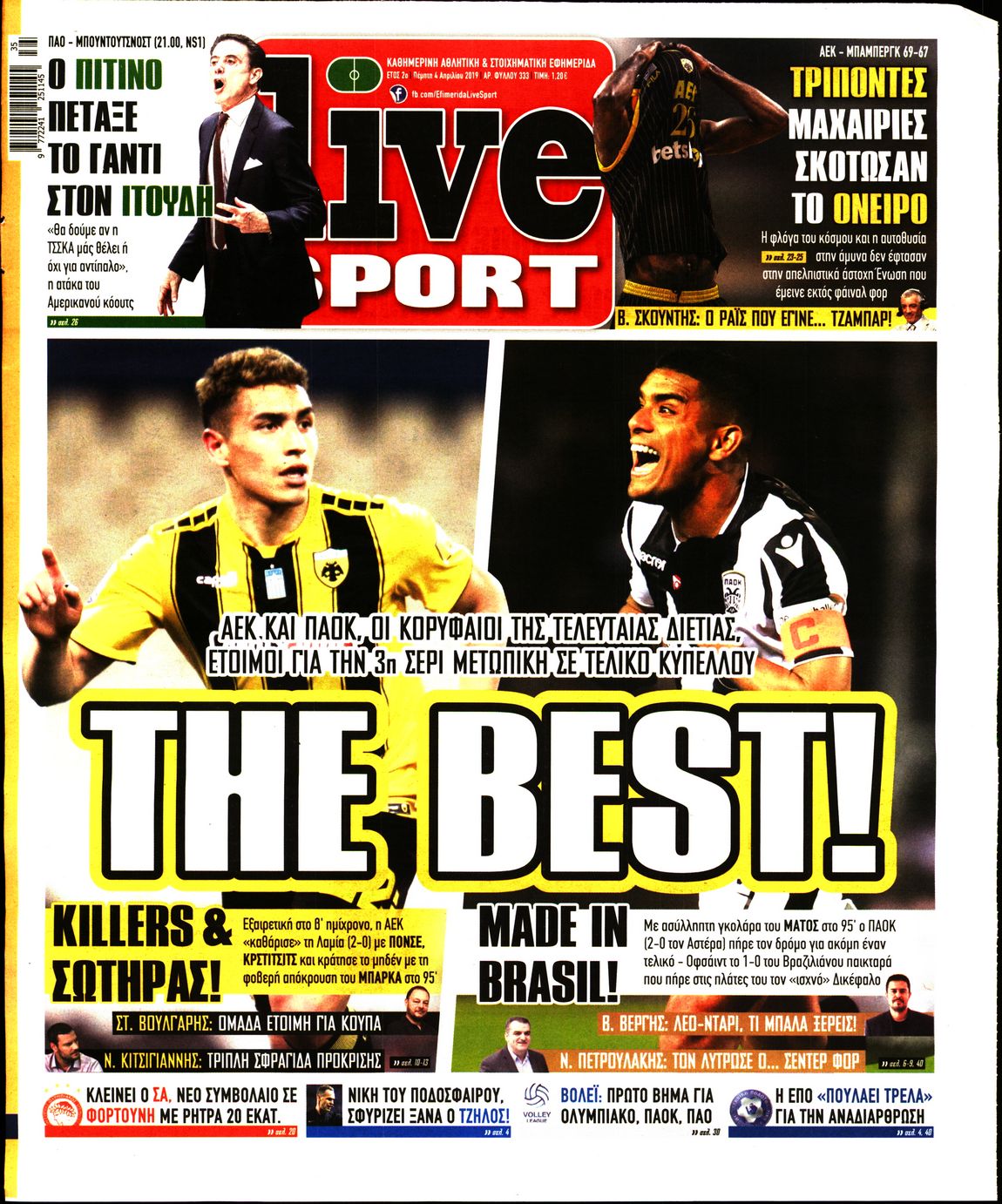 Εξώφυλο εφημερίδας LIVE SPORT 2019-04-04