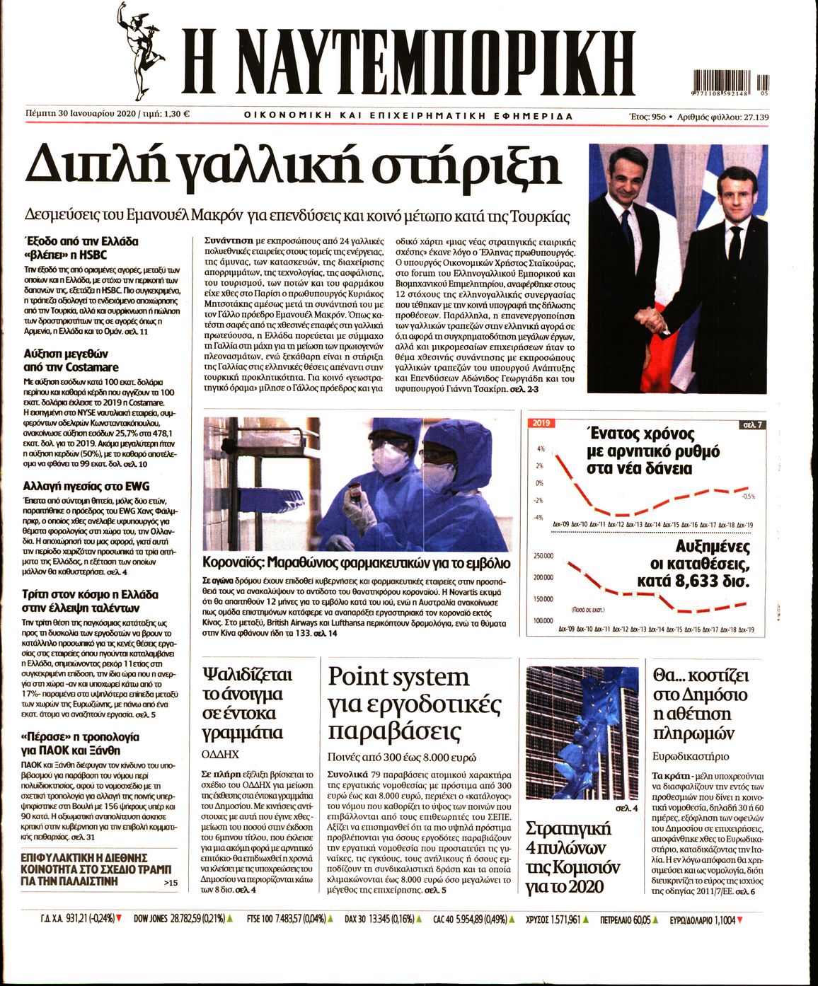 Εξώφυλο εφημερίδας ΝΑΥΤΕΜΠΟΡΙΚΗ 2020-01-30