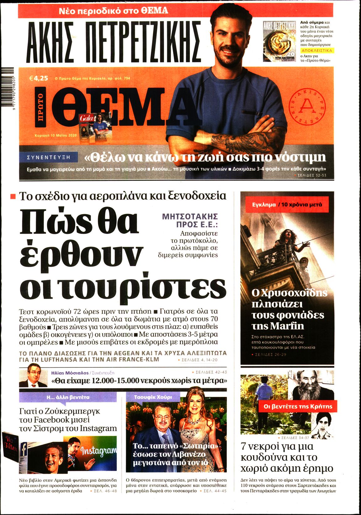 Εξώφυλο εφημερίδας ΠΡΩΤΟ ΘΕΜΑ 2020-05-10