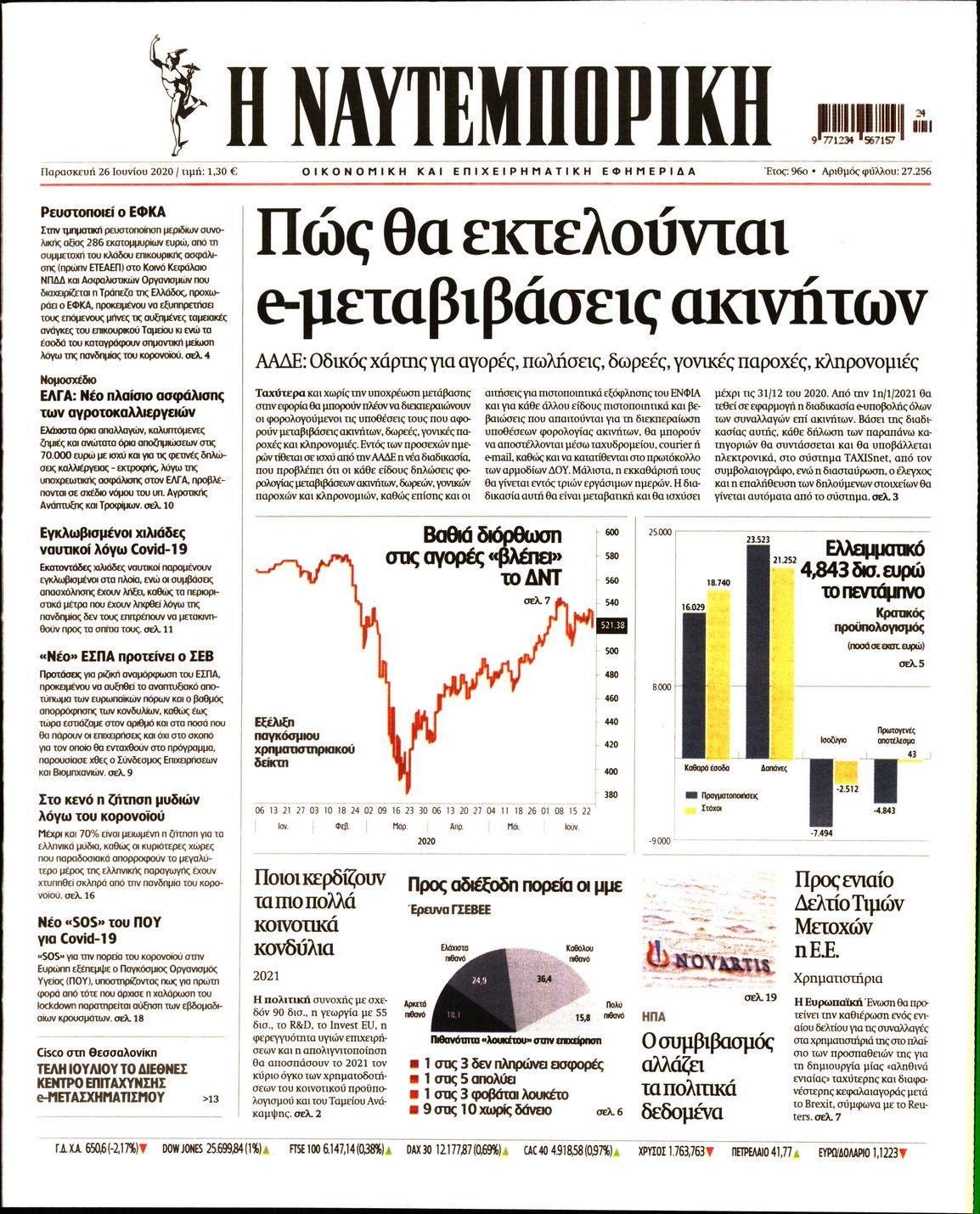 Εξώφυλο εφημερίδας ΝΑΥΤΕΜΠΟΡΙΚΗ 2020-06-26