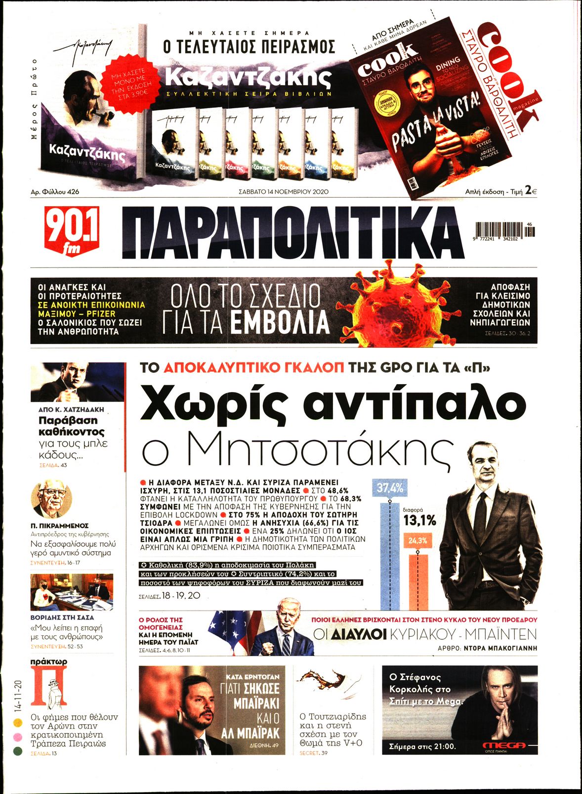Εξώφυλο εφημερίδας ΠΑΡΑΠΟΛΙΤΙΚΑ 2020-11-14