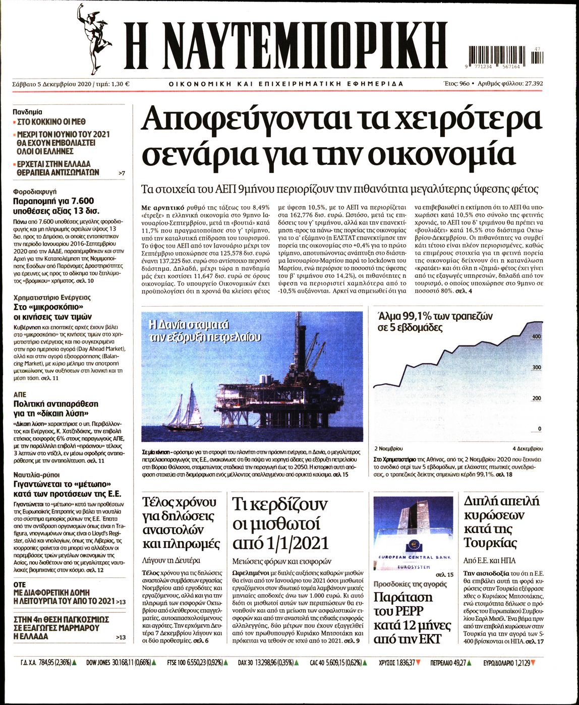 Εξώφυλο εφημερίδας ΝΑΥΤΕΜΠΟΡΙΚΗ 2020-12-05