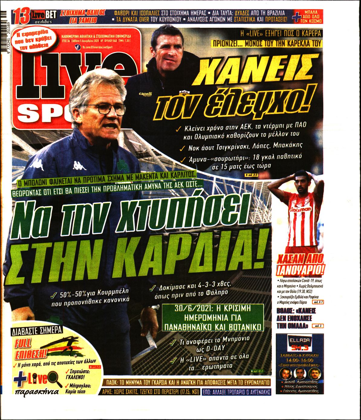 Εξώφυλο εφημερίδας LIVE SPORT 2020-12-05