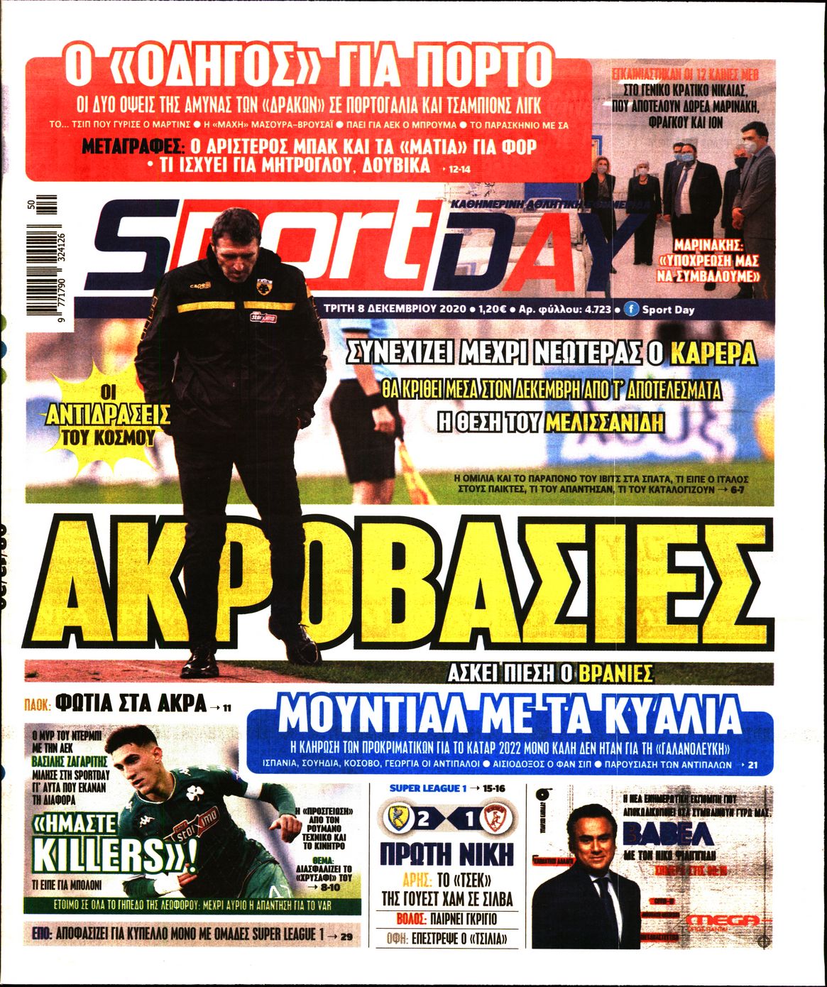 Εξώφυλο εφημερίδας SPORTDAY 2020-12-08