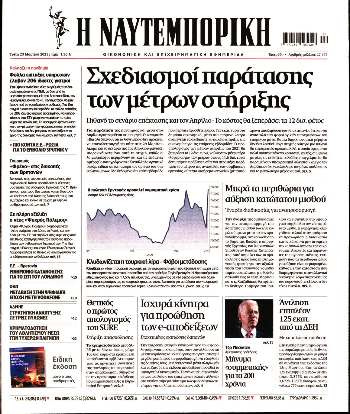 Εξώφυλο εφημερίδας ΝΑΥΤΕΜΠΟΡΙΚΗ 2021-03-23