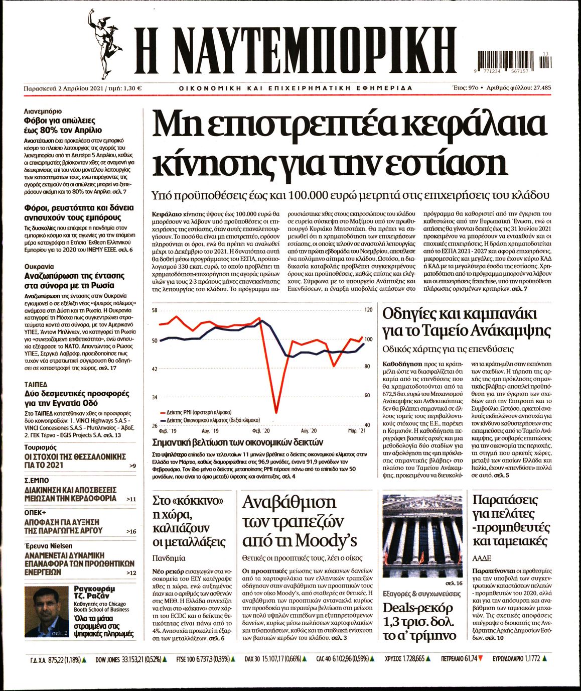 Εξώφυλο εφημερίδας ΝΑΥΤΕΜΠΟΡΙΚΗ 2021-04-02