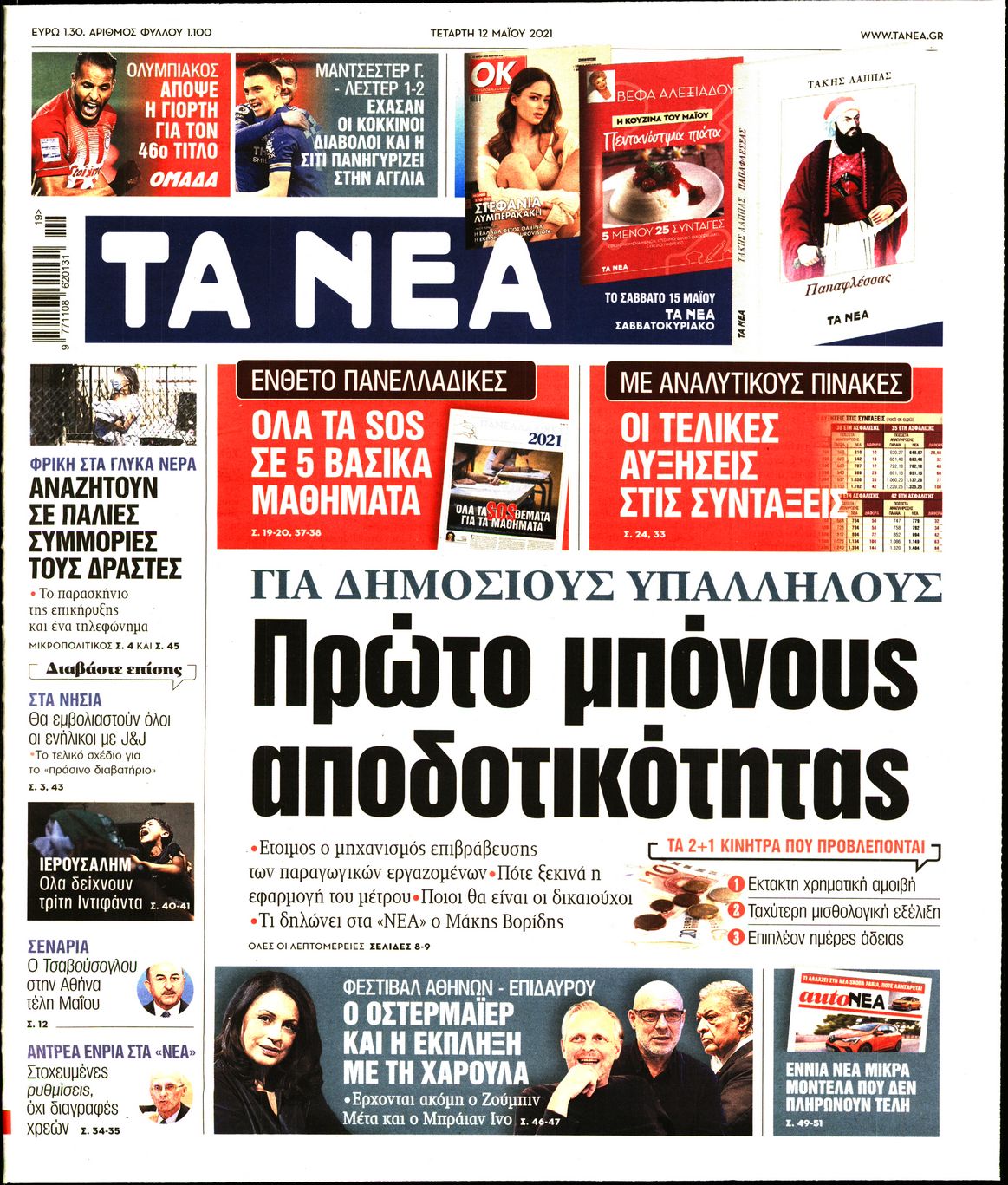 Εξώφυλο εφημερίδας ΤΑ ΝΕΑ 2021-05-12