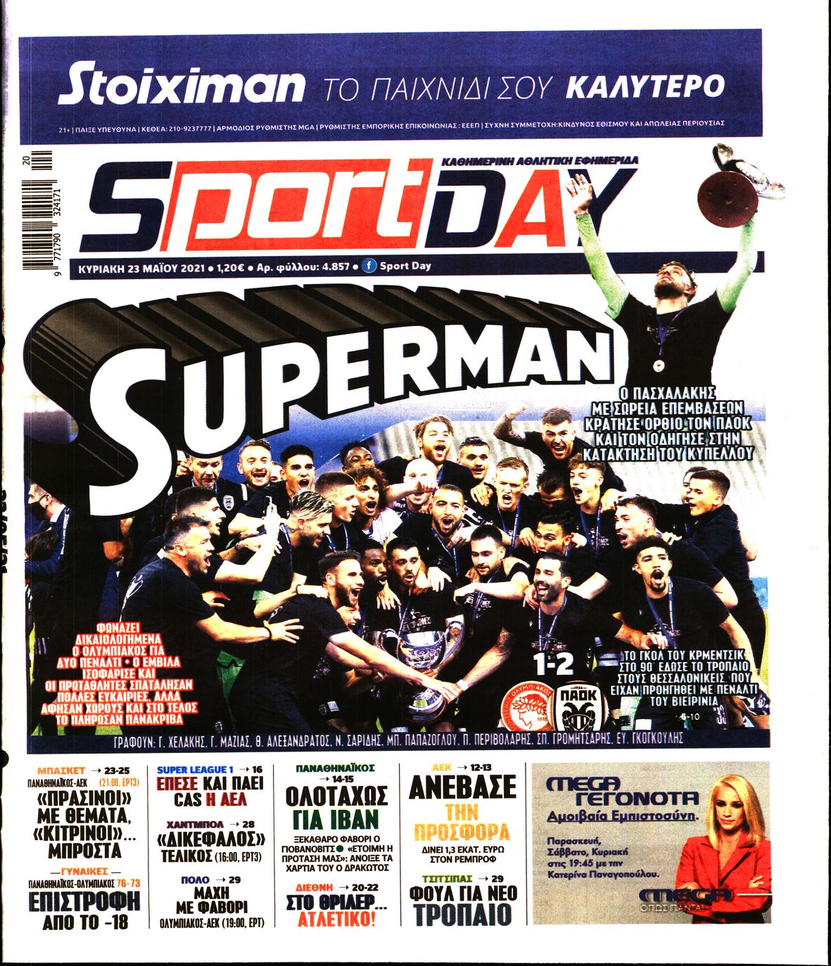 Εξώφυλο εφημερίδας SPORTDAY 2021-05-23