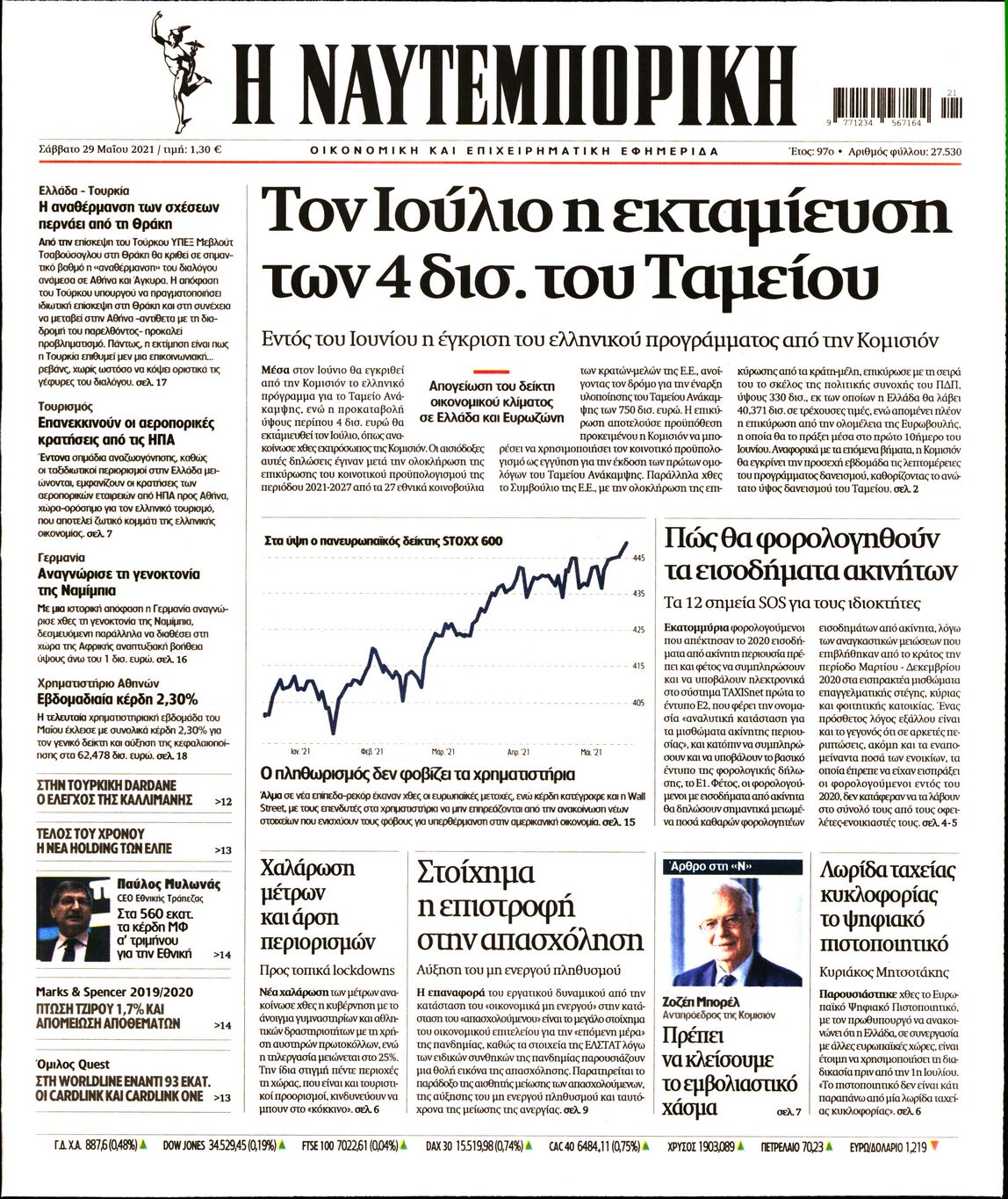 Εξώφυλο εφημερίδας ΝΑΥΤΕΜΠΟΡΙΚΗ 2021-05-29