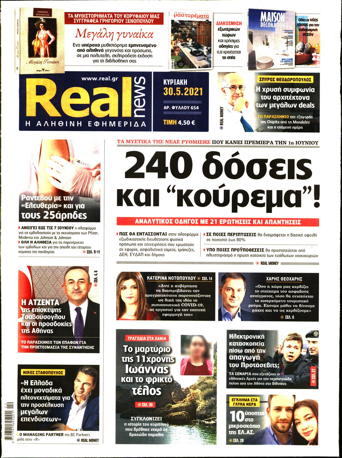 Εξώφυλο εφημερίδας REAL NEWS 2021-05-30