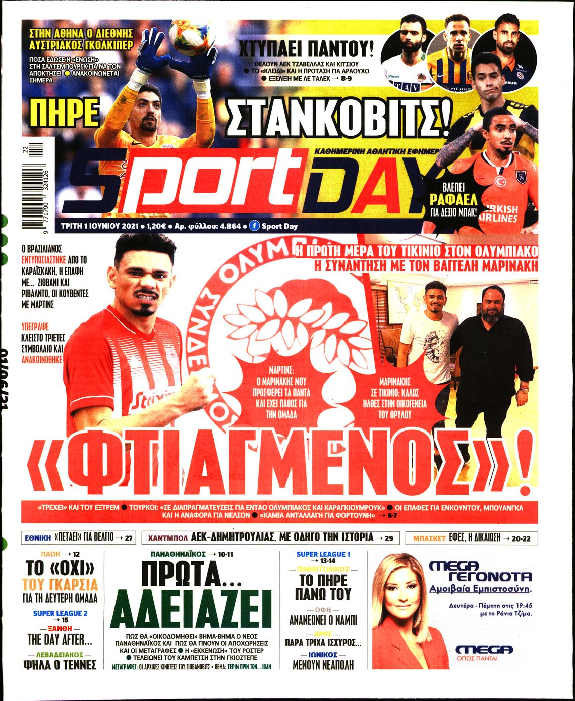 Εξώφυλο εφημερίδας SPORTDAY 2021-06-01