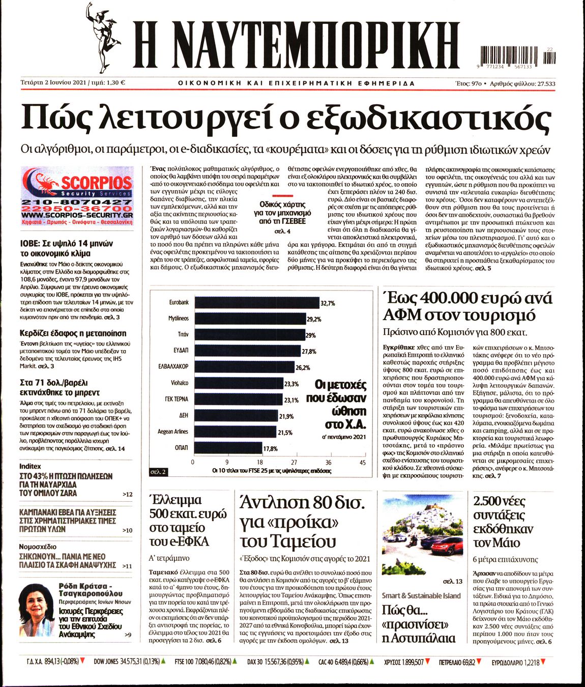 Εξώφυλο εφημερίδας ΝΑΥΤΕΜΠΟΡΙΚΗ 2021-06-02