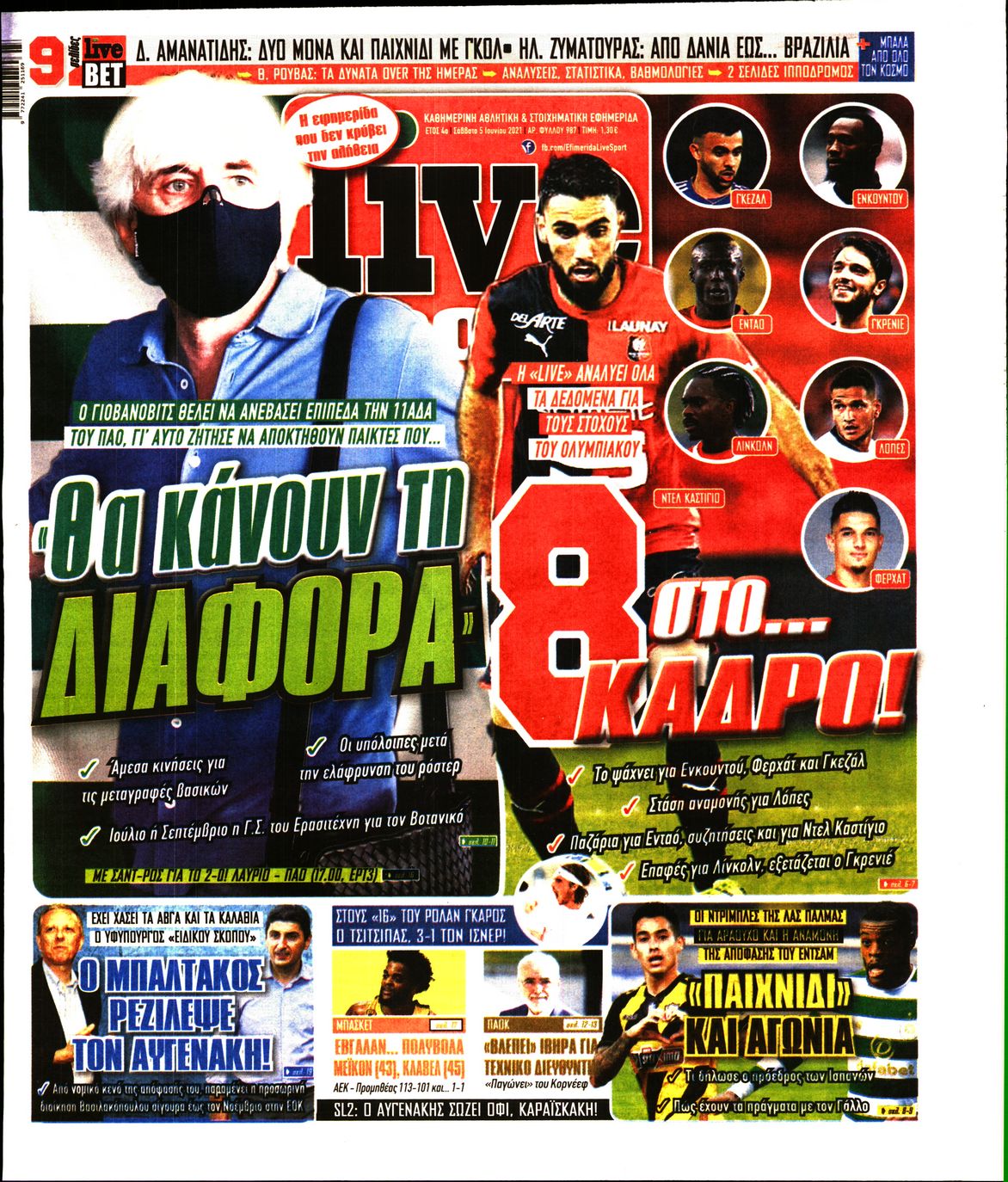 Εξώφυλο εφημερίδας LIVE SPORT 2021-06-05