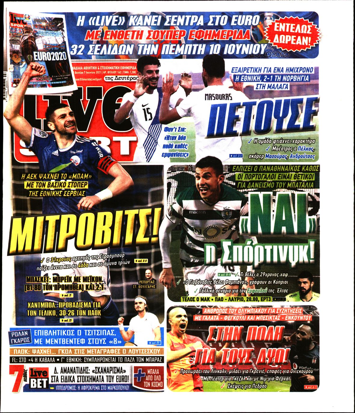 Εξώφυλο εφημερίδας LIVE SPORT 2021-06-07