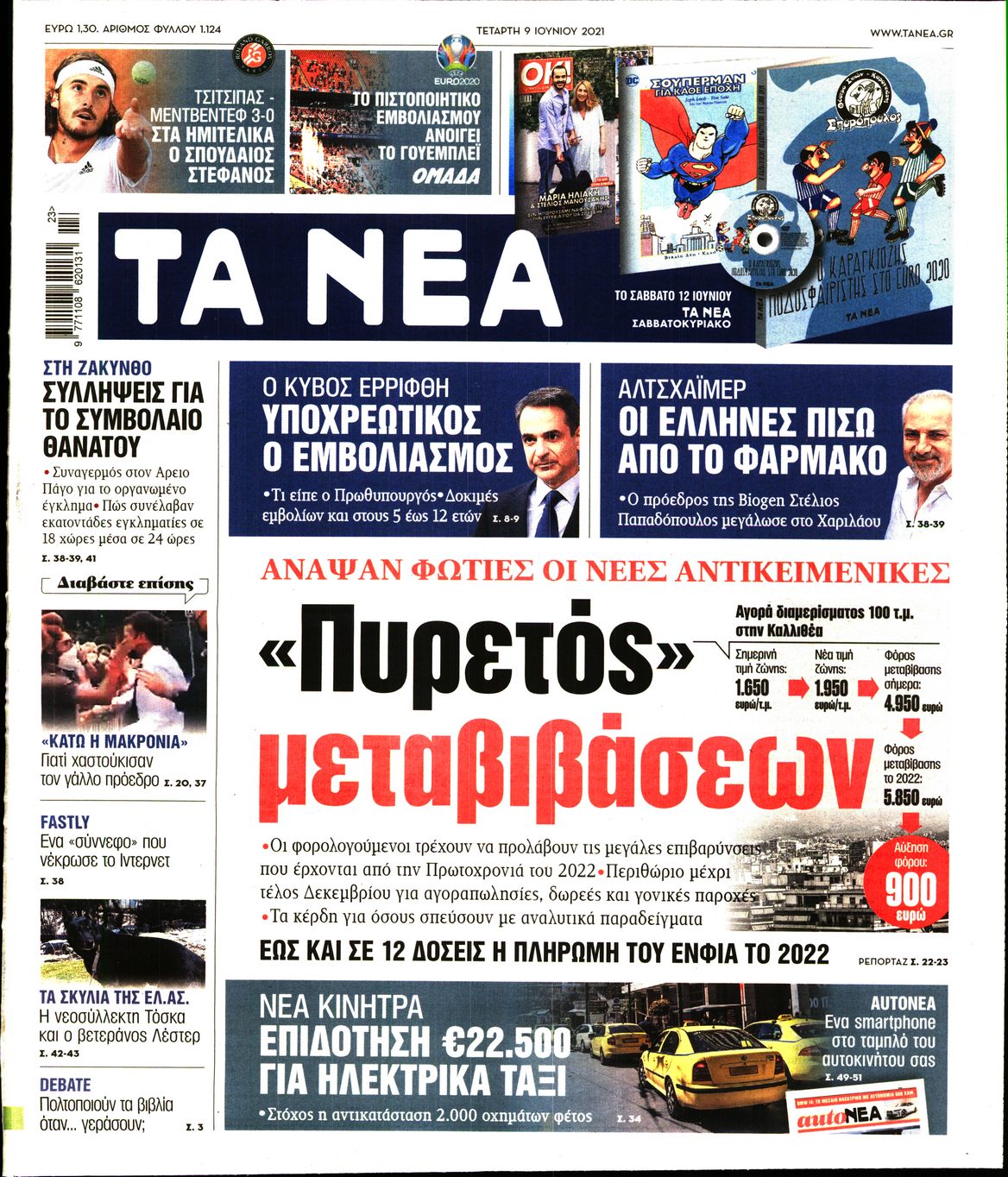 Εξώφυλο εφημερίδας ΤΑ ΝΕΑ 2021-06-09