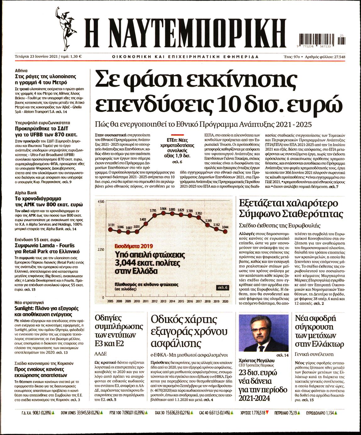 Εξώφυλο εφημερίδας ΝΑΥΤΕΜΠΟΡΙΚΗ 2021-06-23