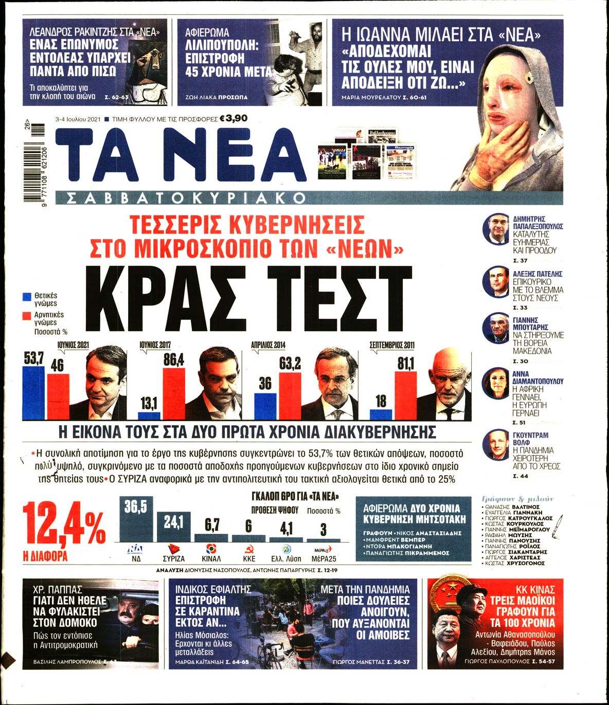 Εξώφυλο εφημερίδας ΤΑ ΝΕΑ 2021-07-03