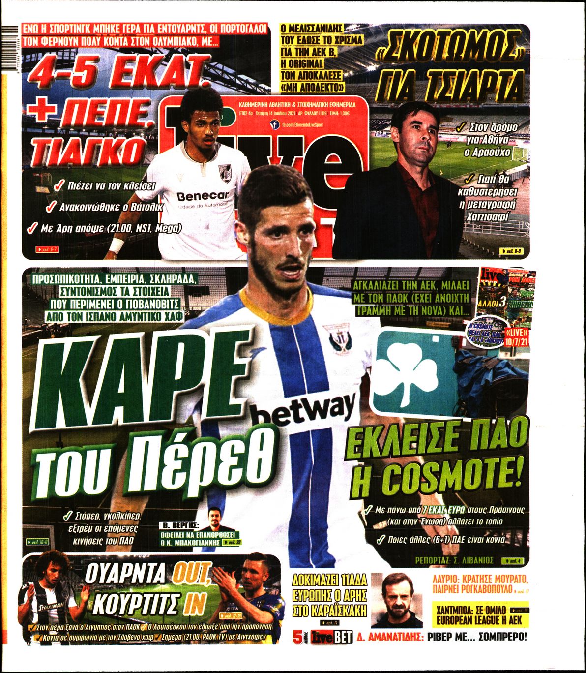 Εξώφυλο εφημερίδας LIVE SPORT 2021-07-14
