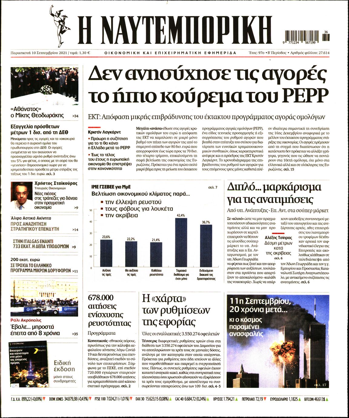 Εξώφυλο εφημερίδας ΝΑΥΤΕΜΠΟΡΙΚΗ 2021-09-10