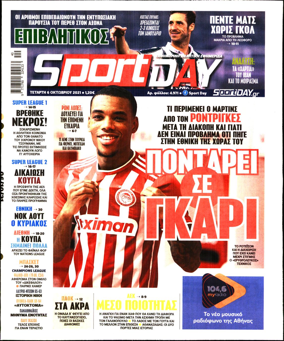 Εξώφυλο εφημερίδας SPORTDAY 2021-10-06