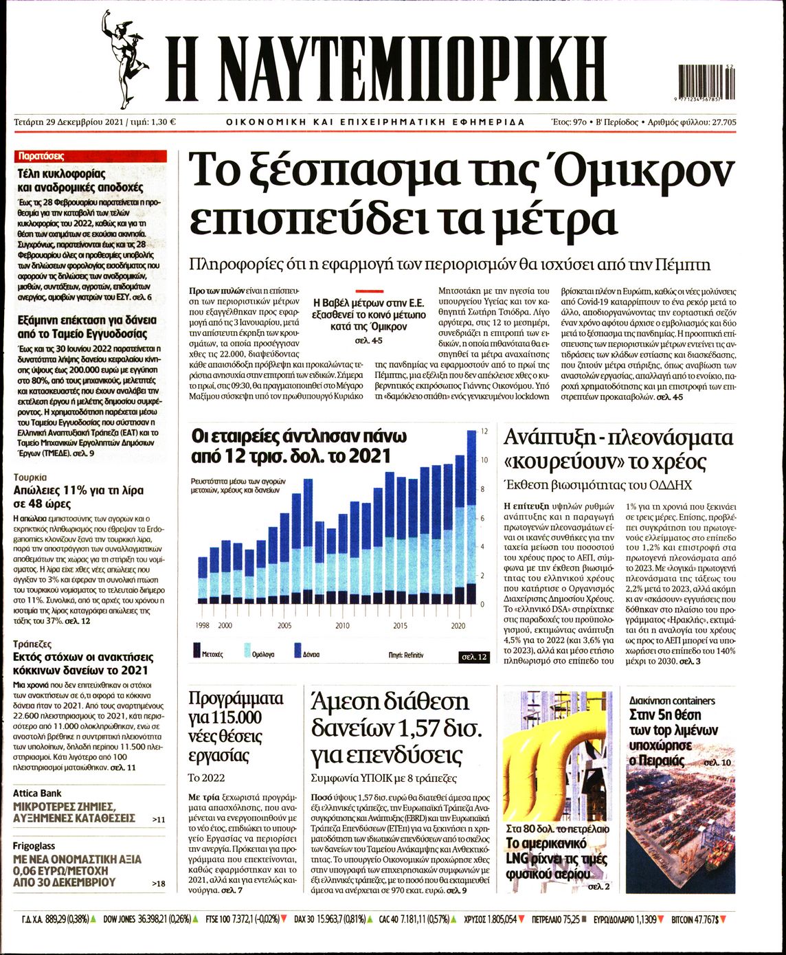 Εξώφυλο εφημερίδας ΝΑΥΤΕΜΠΟΡΙΚΗ 2021-12-29