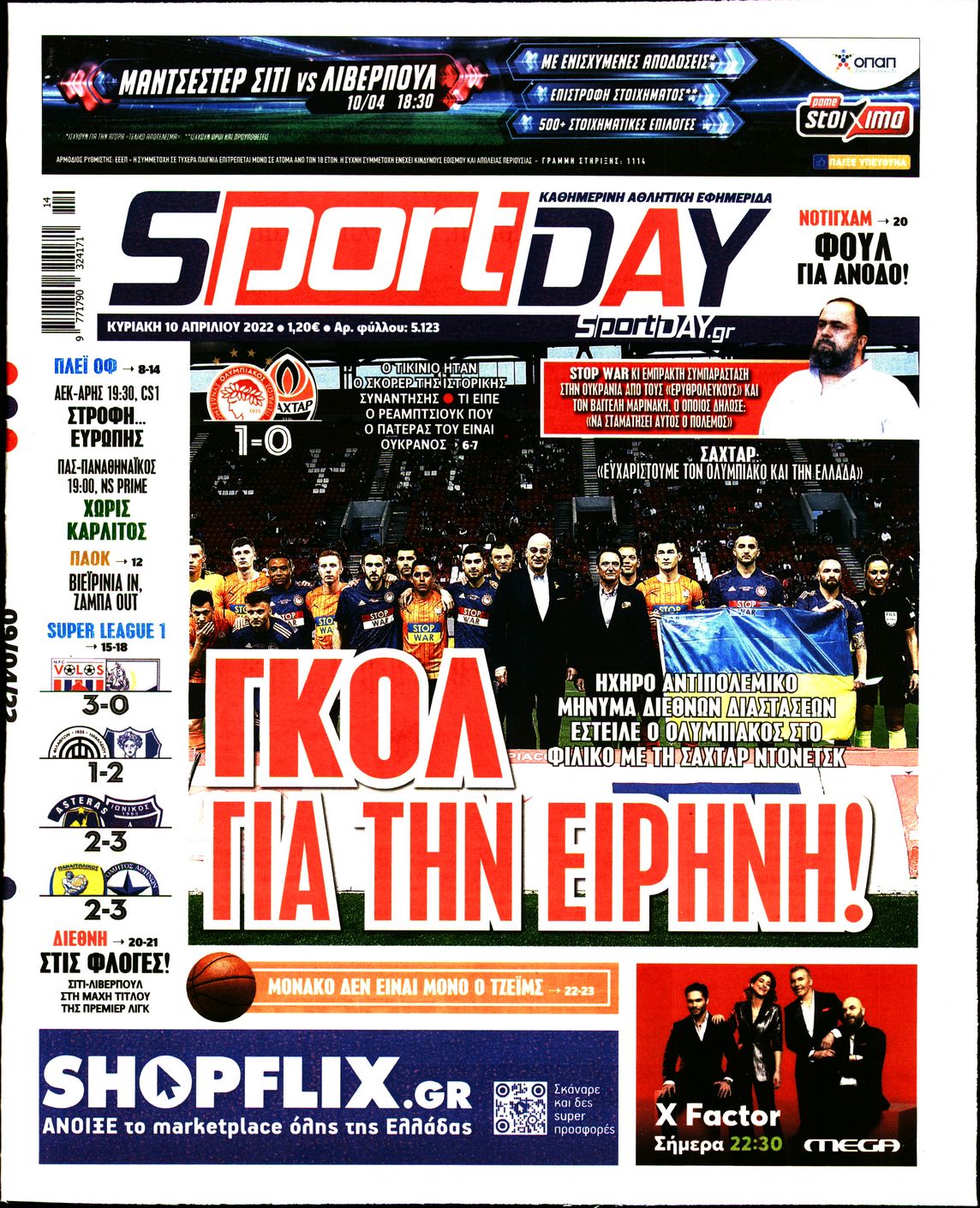 Εξώφυλο εφημερίδας SPORTDAY 2022-04-10