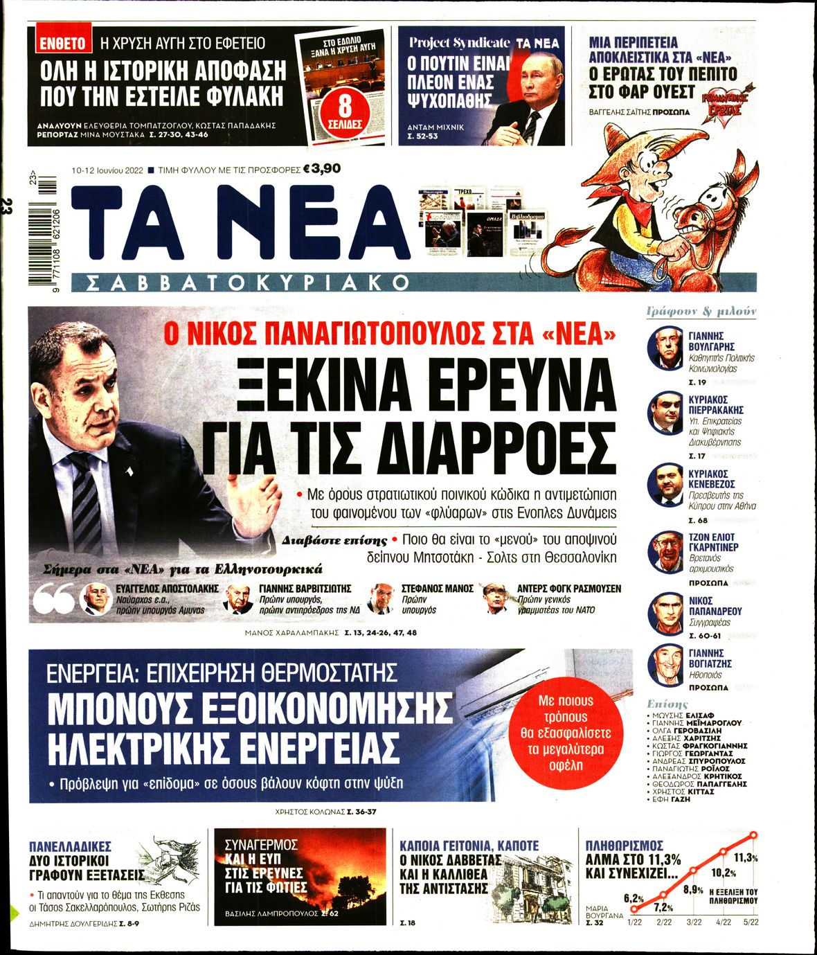 Εξώφυλο εφημερίδας ΤΑ ΝΕΑ 2022-06-10
