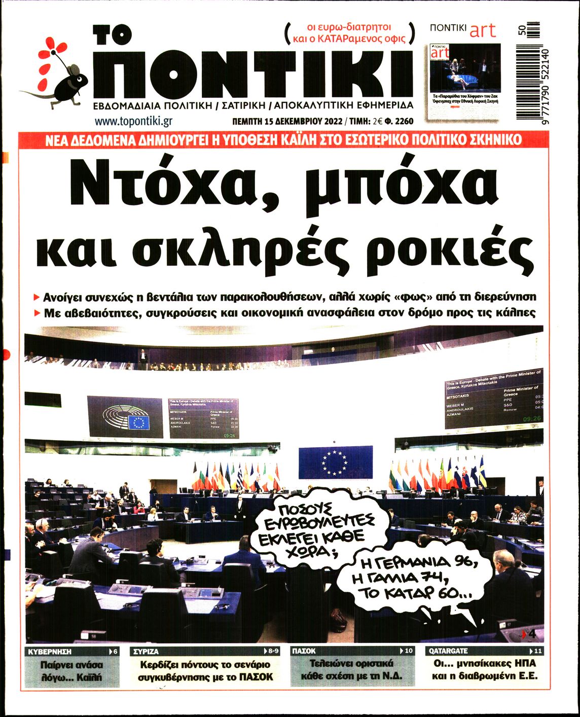 Εξώφυλο εφημερίδας ΤΟ ΠΟΝΤΙΚΙ 2022-12-15