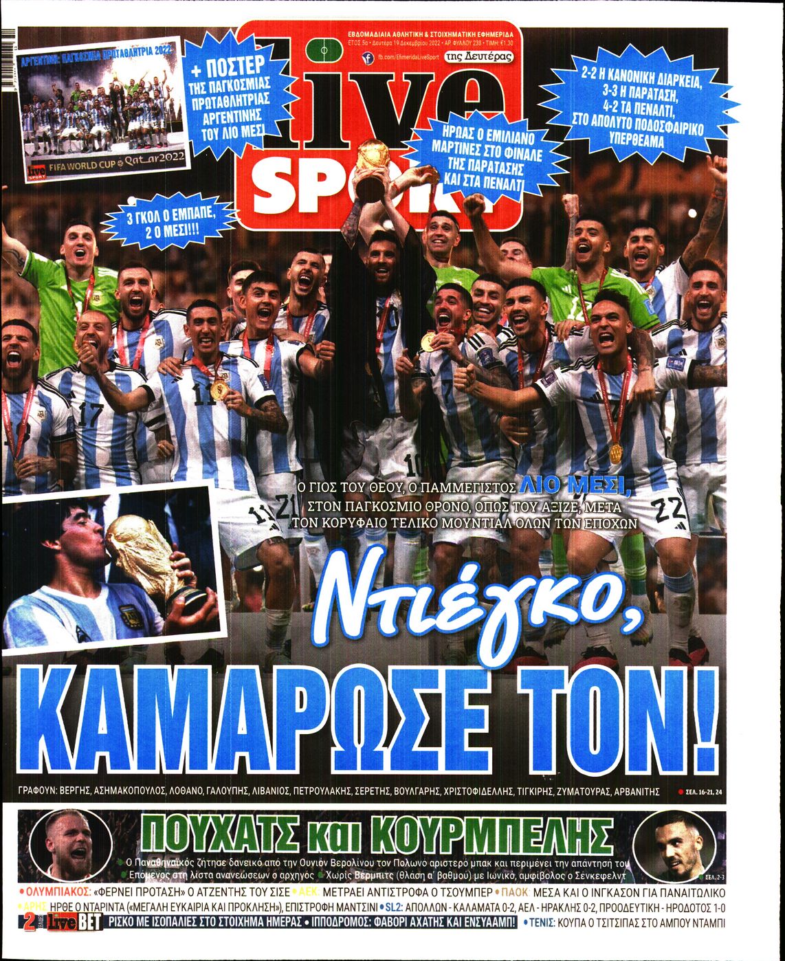 Εξώφυλο εφημερίδας LIVE SPORT 2022-12-19
