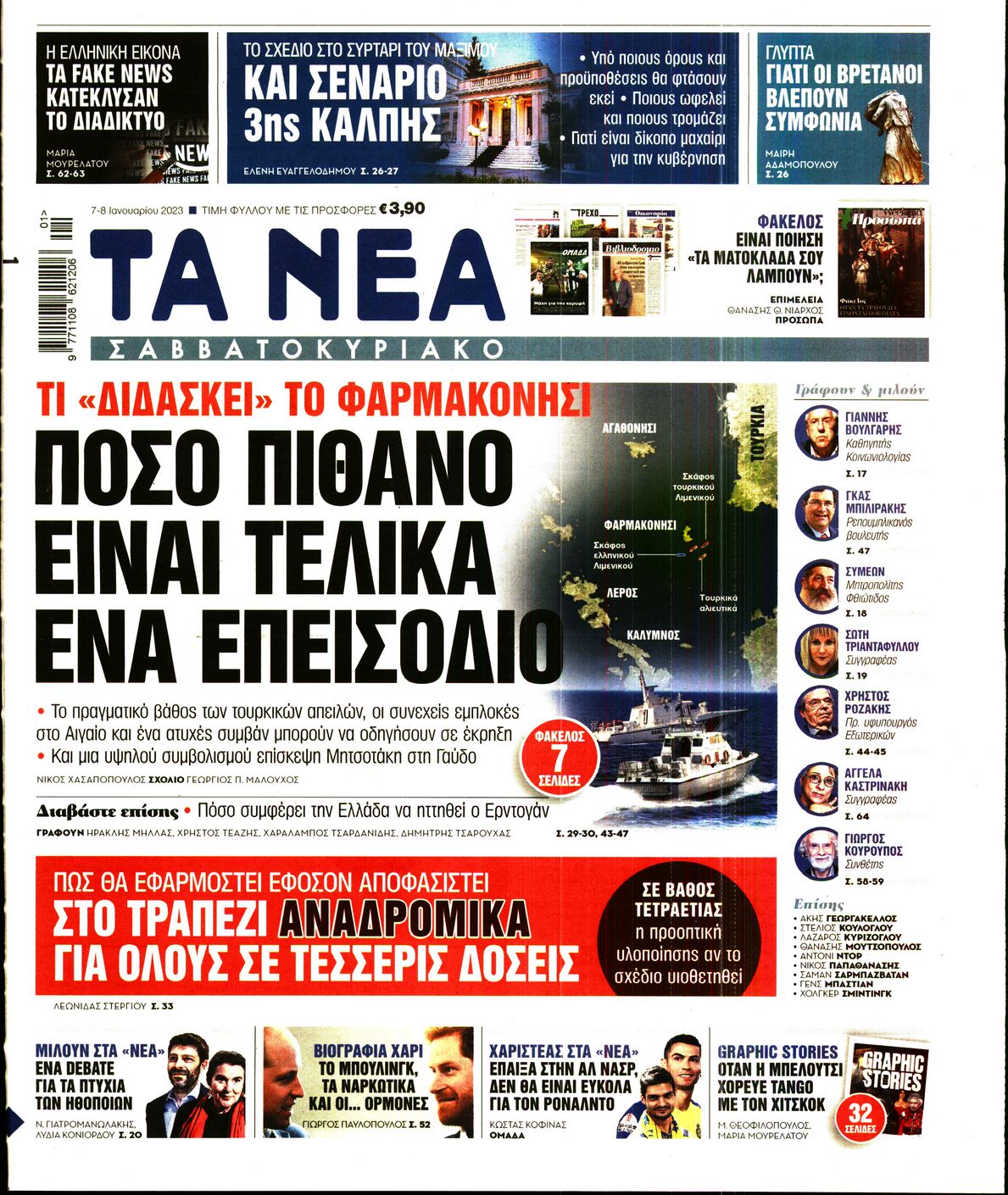 Εξώφυλο εφημερίδας ΤΑ ΝΕΑ 2023-01-07