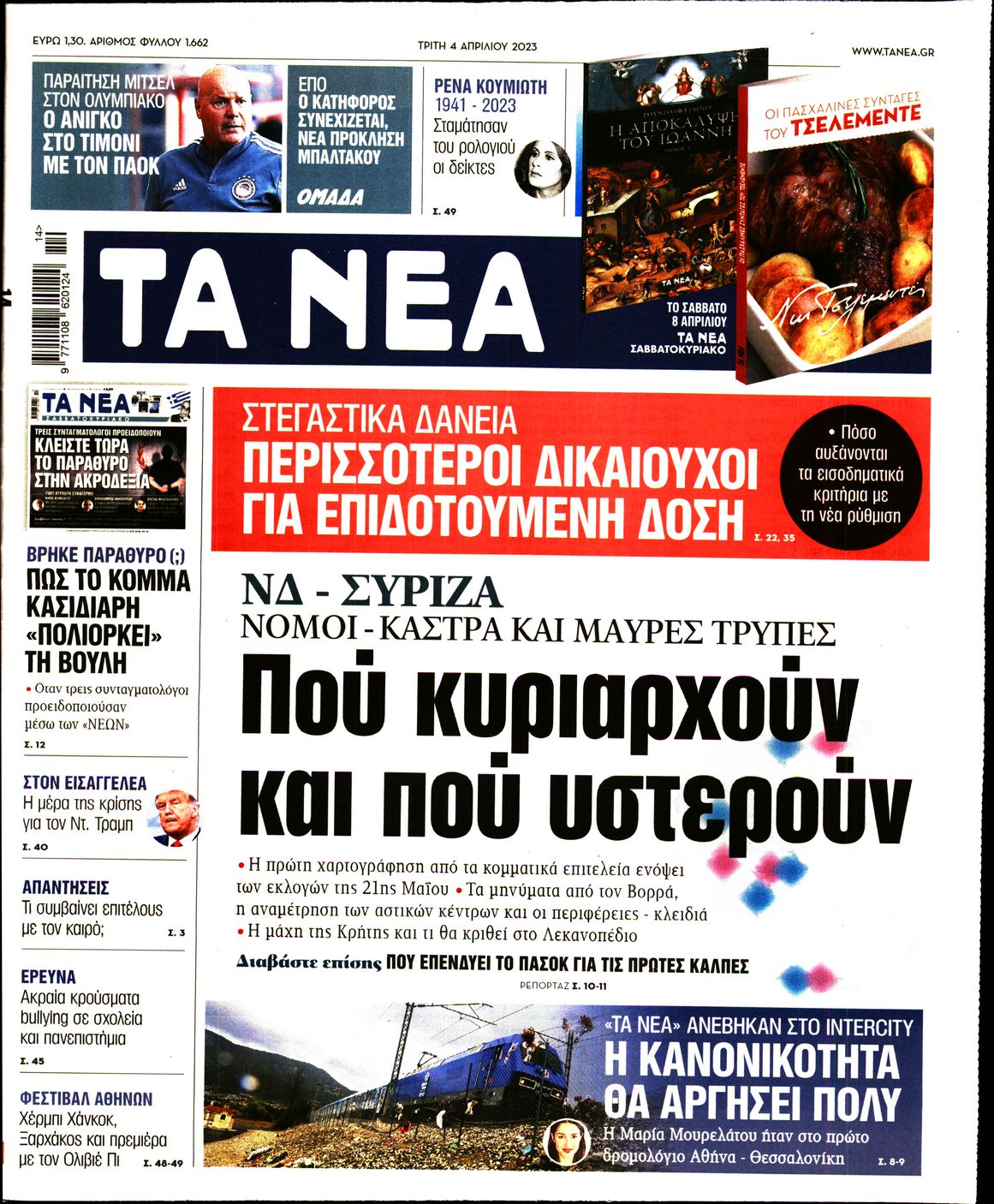 Εξώφυλο εφημερίδας ΤΑ ΝΕΑ 2023-04-04