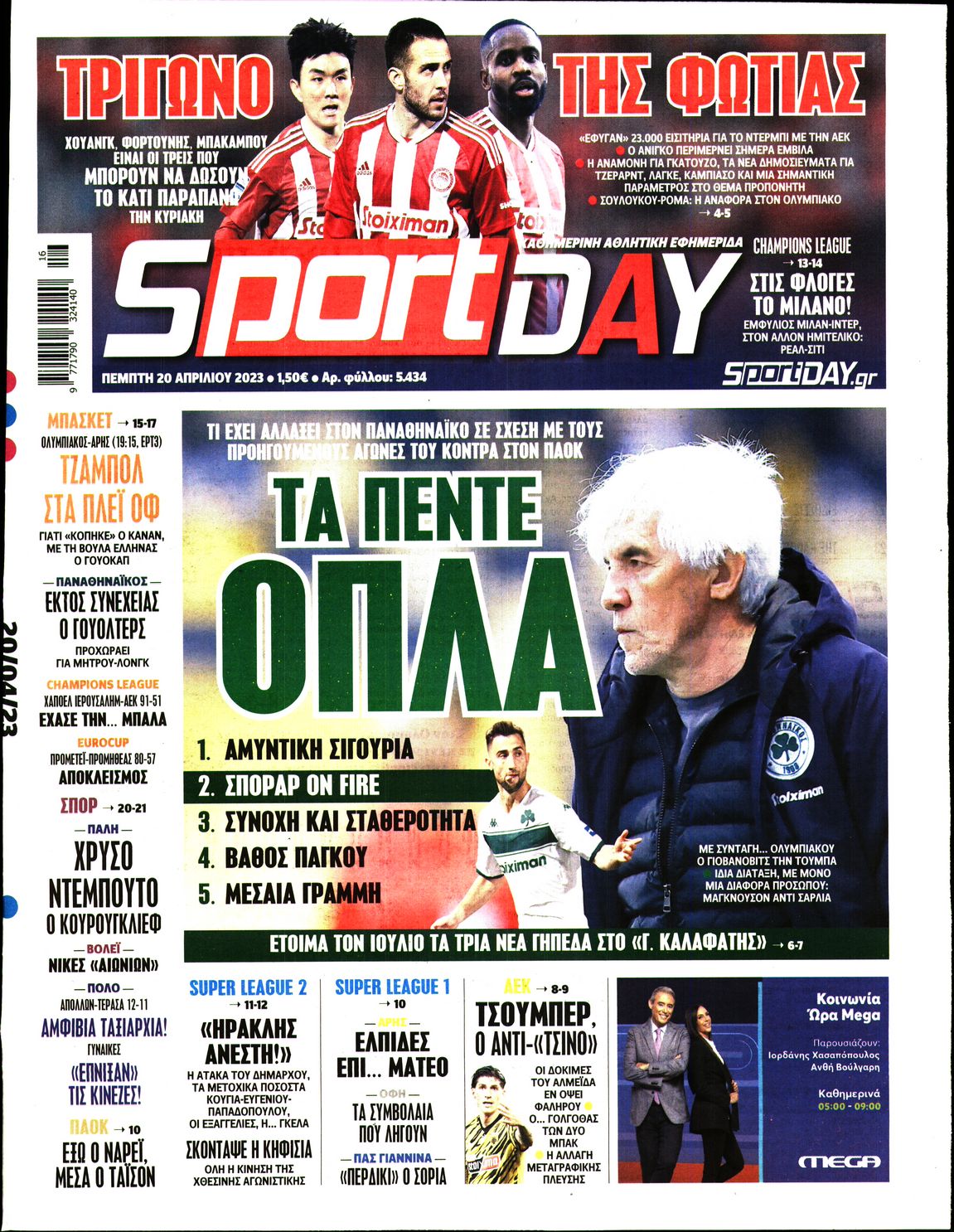Εξώφυλο εφημερίδας SPORTDAY 2023-04-20