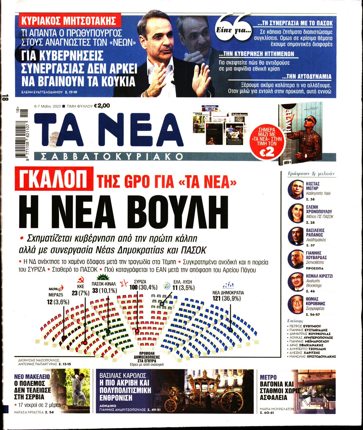 Εξώφυλο εφημερίδας ΤΑ ΝΕΑ 2023-05-06