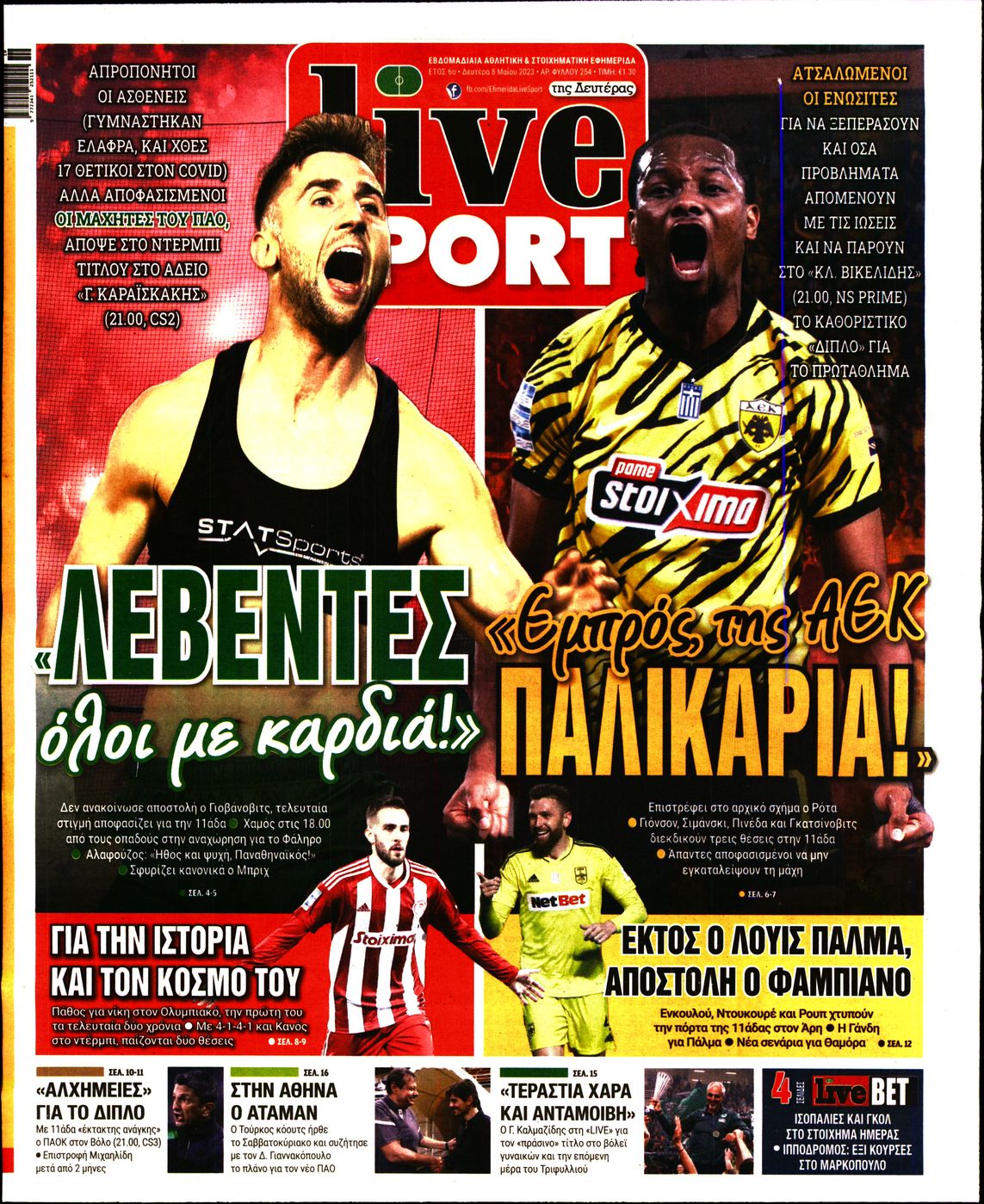 Εξώφυλο εφημερίδας LIVE SPORT 2023-05-08