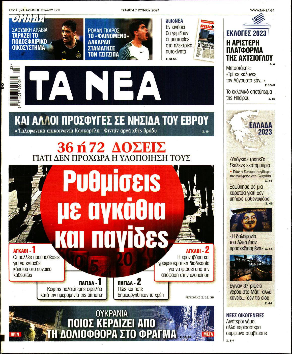 Εξώφυλο εφημερίδας ΤΑ ΝΕΑ Tue, 06 Jun 2023 21:00:00 GMT