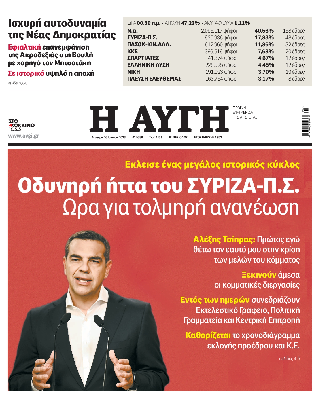 Εξώφυλο εφημερίδας ΑΥΓΗ Sun, 25 Jun 2023 21:00:00 GMT