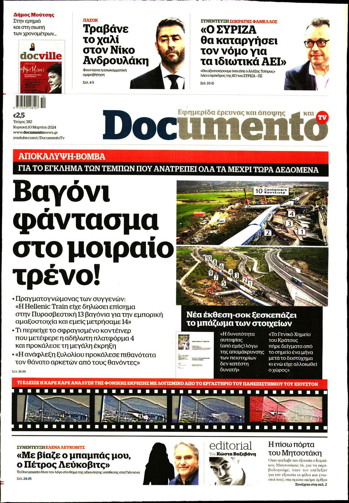 Εξώφυλο εφημερίδας DOCUMENTO 2024-03-10