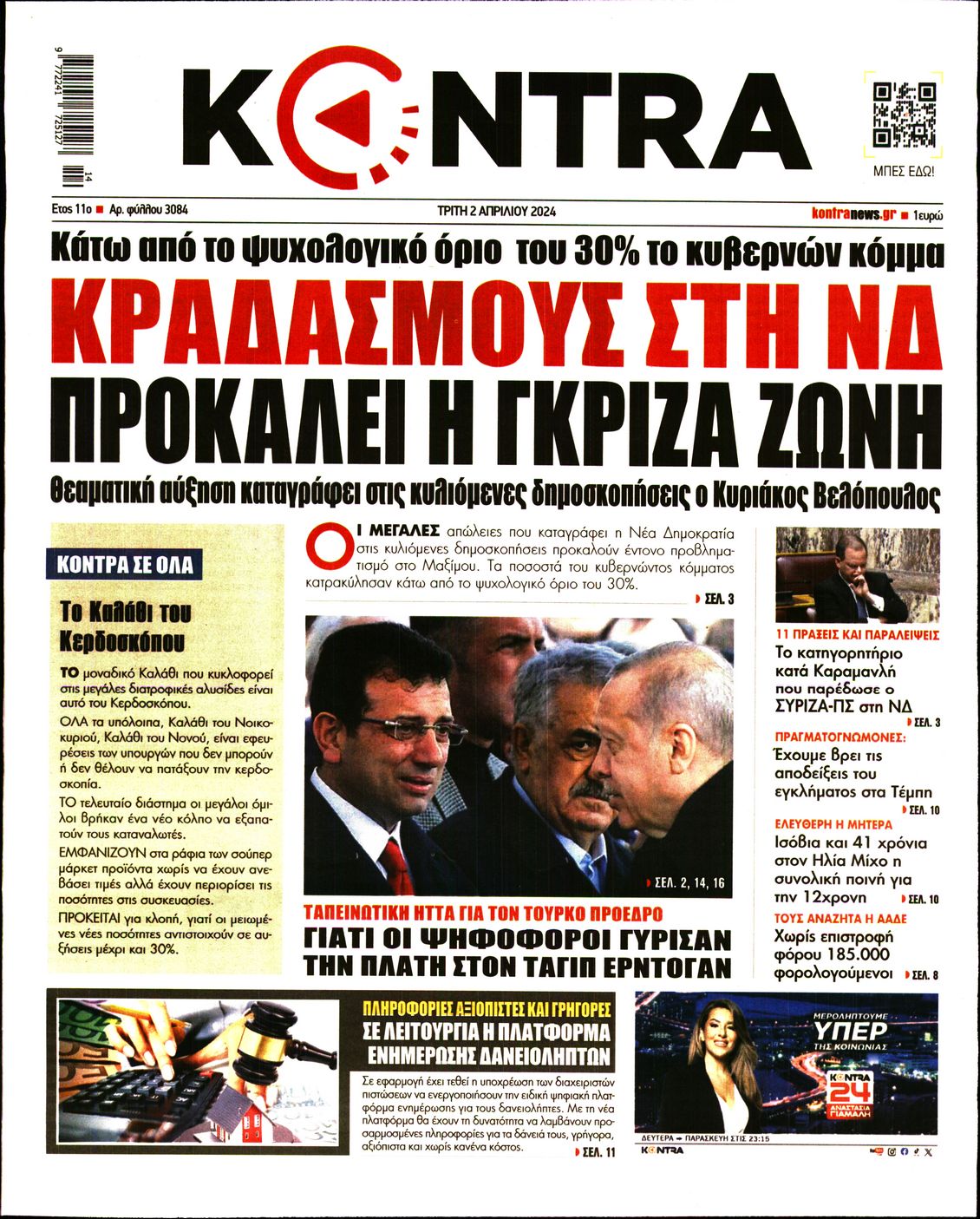 Εξώφυλο εφημερίδας KONTRA NEWS 2024-04-02