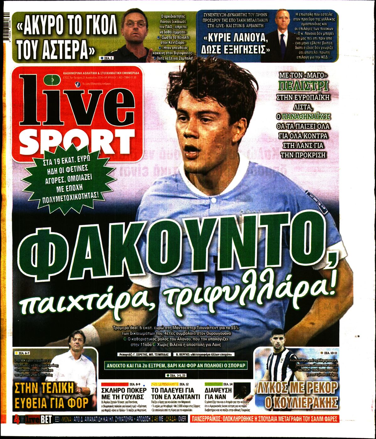 Εξώφυλο εφημερίδας LIVE SPORT 2024-08-21