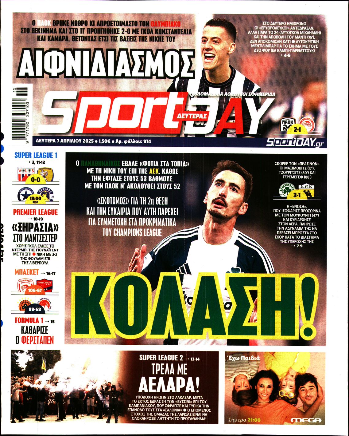 Εξώφυλο εφημερίδας SPORTDAY 2025-04-07